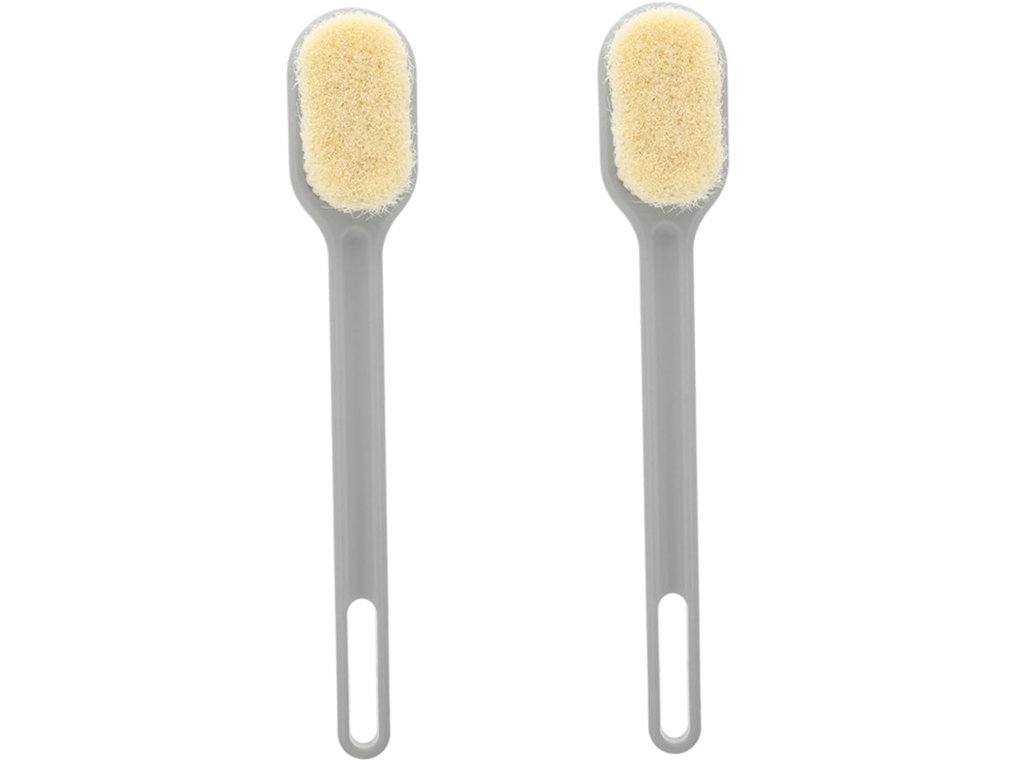 Lurelia Pack De 2 Escovas Para Costas Para Duche, Cabo Longo, Portátil E Cor Cinzento E Transparente
