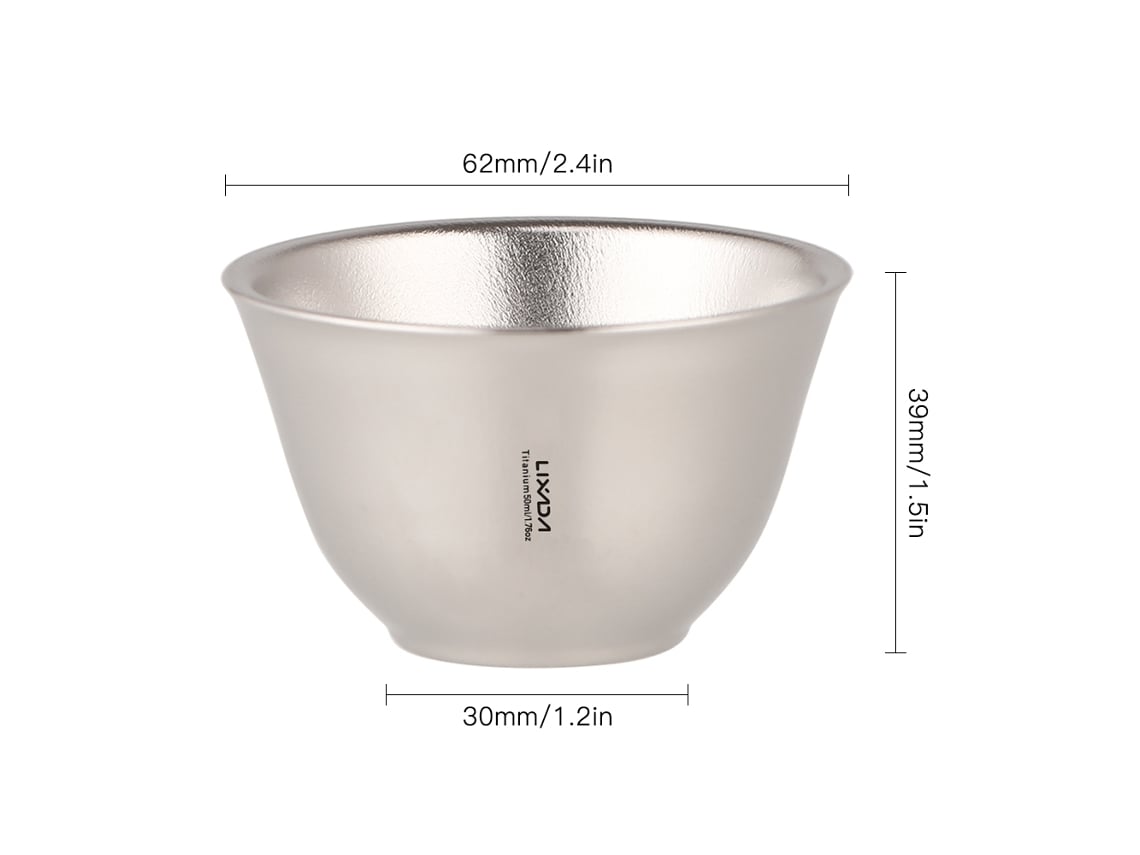 Copo de Chá de Titânio 50ml Parede Dupla Camping