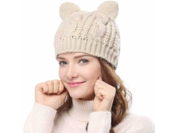 Chapéus Masculinos, Gorros de Tricô Femininos com Orelhas Gato, Pontudos, Quentes Femininos, Crochê, Bonés