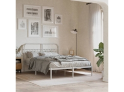 Vidaxl Estrutura De Cama Com Cabeceira 135x190 Cm Metal Branco
