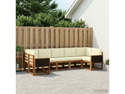 Vidaxl Conjunto De Sofás Para Exterior 7 Unid. Natural E Creme
