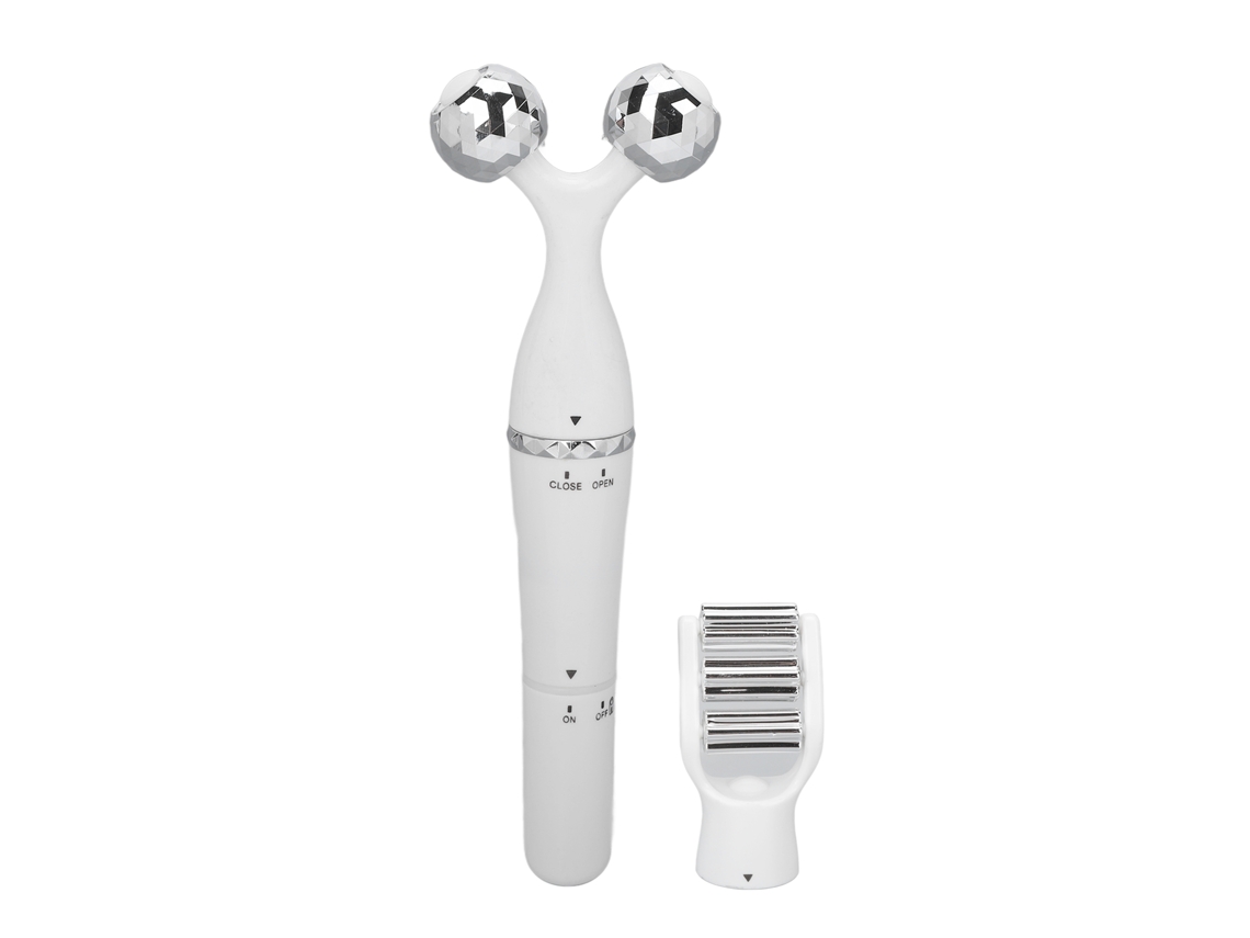Rolo facial elétrico vibratório para massagem facial e antienvelhecimento.