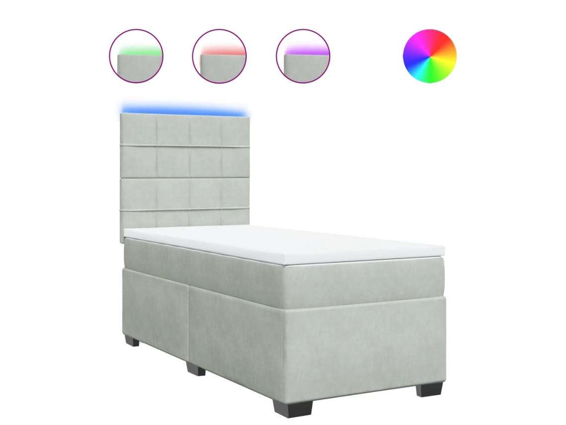 Cama com Molas/colchão 90x200 Cm Veludo Cinza claro MAISON EXCLUSIVE