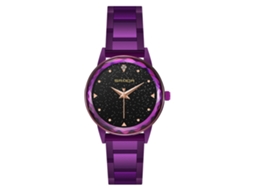 Relógio de Pulso Feminino Casual com Pulseira de Aço e Movimento de Quartzo Roxo