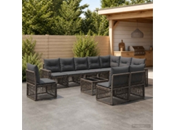 Vidaxl Conjunto De Sofá De Jardim 11 Unid. Cinza E Cinza Escuro