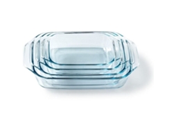 Conjunto de 4 assadeiras retangulares de vidro Pyrex, 27/31/35/39 cm