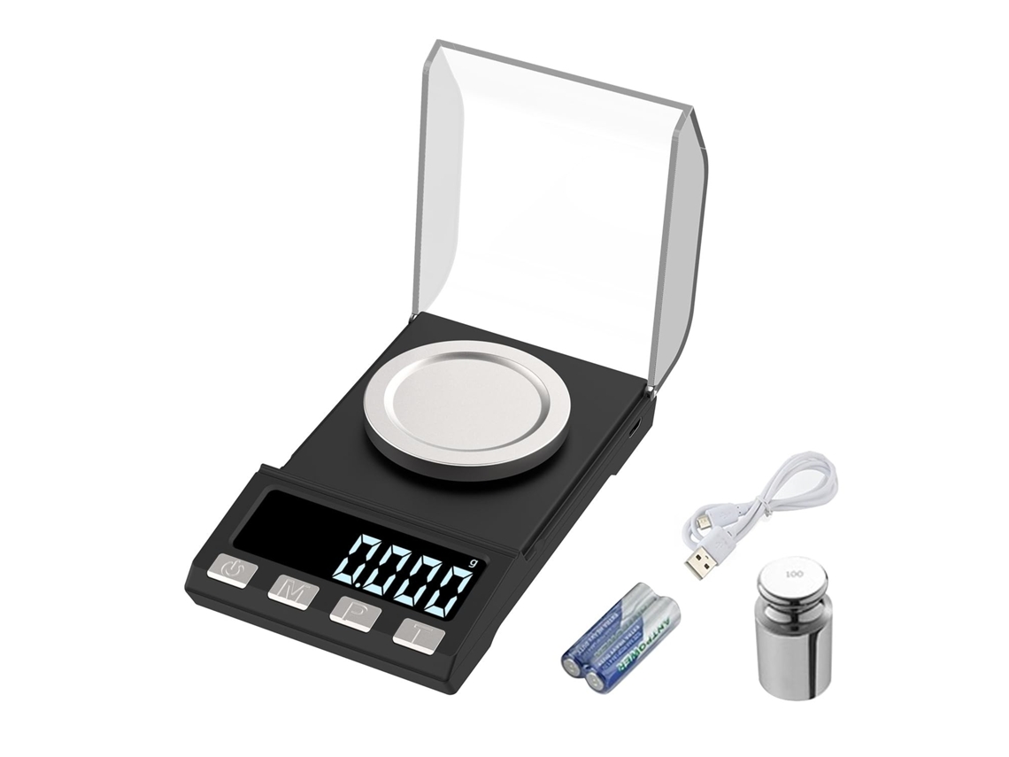 Balança Digital De Alta Precisão Com Capacidade 0,001g 100g, Para Alimentos Cozinha Display Lcd, Função Tara E Contagem, Joias, Pó, Remédios