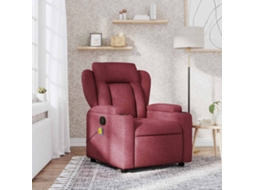 Vidaxl Poltrona De Massagens Reclinável Tecido Vermelho Tinto