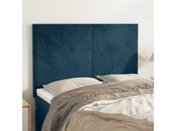 Vidaxl Cabeceira Azul Escuro 144x5x118/128 Cm Veludo
