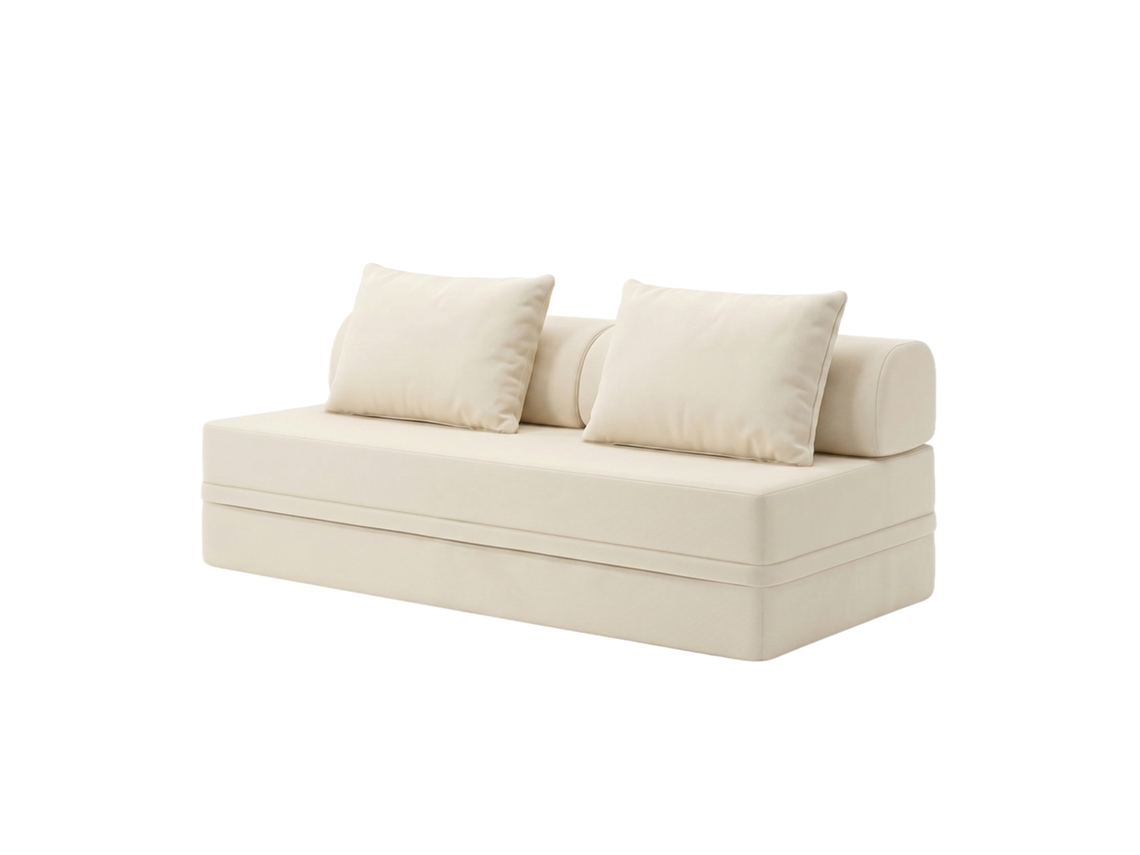 Sofá Modular 3 Lugares Convertível Liso Bege SKOFFA