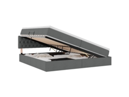 Maison Exclusive - Cama Com Arrumação E Led Cinza Escuro 200 X 200 Cm Tecido
