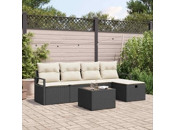 Vidaxl Conjunto De Sofás 6 Unid. 5-número De Lugares Preto E Creme