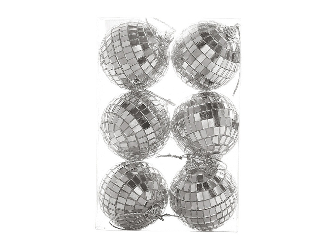 6 Pçs Bolas de Natal Espelho Reflexivo Disco Prata Fácil de Pendurar para Decoração de Festa de Natal 5 Cm