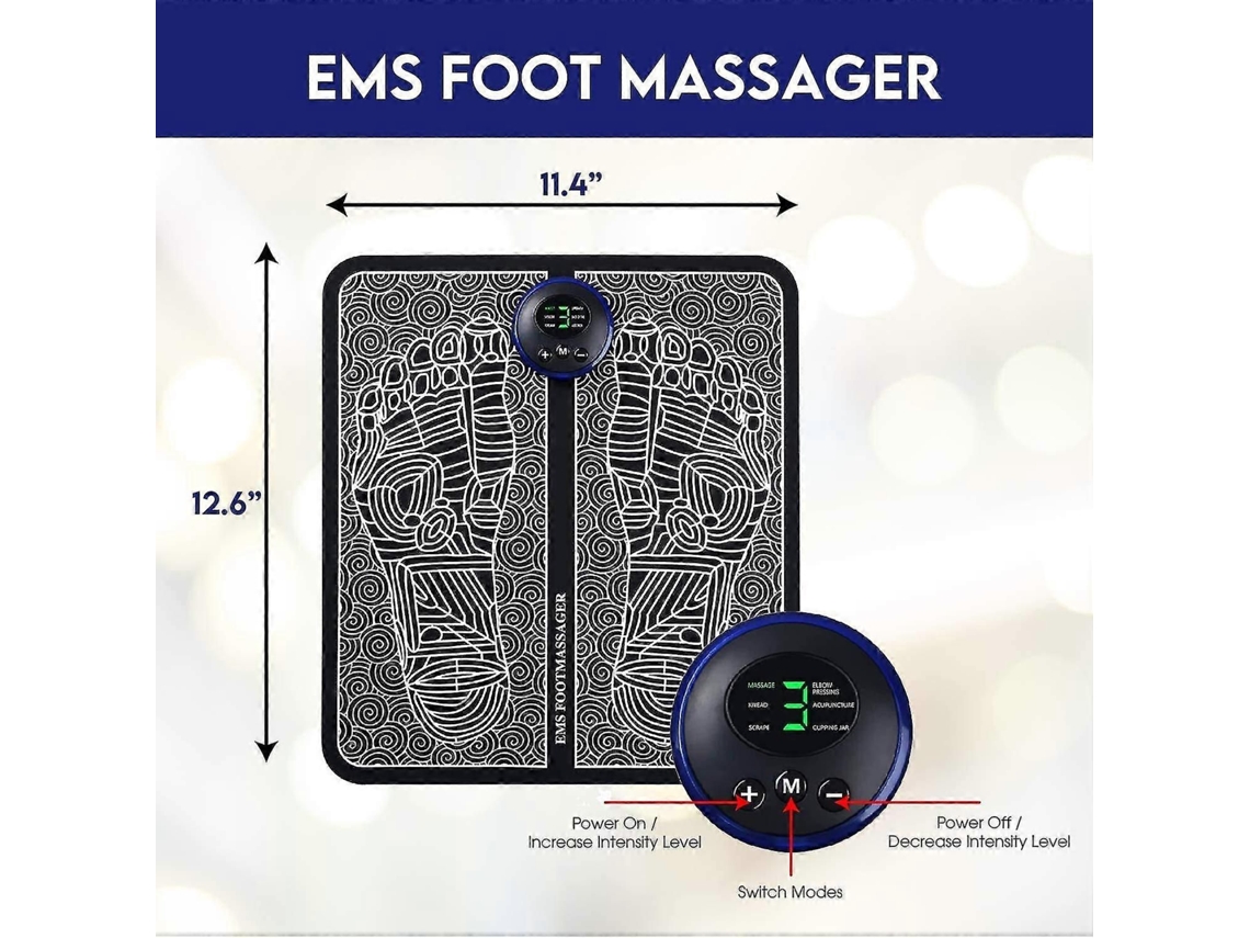Massageador Elétrico Para Pés Ems Circulação E Reflexologia Podal - 6 Modos 9 Intensidades