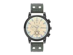 Relógio masculino de quartzo com pulseira de couro PU, mostrador de três mostradores e design moderno.