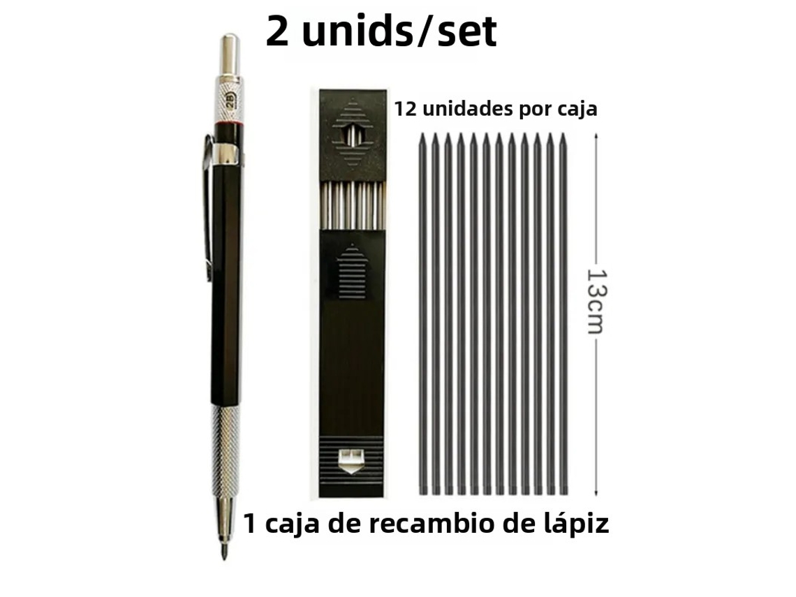Conjunto de Lapiseiras , 2,0 Mm 2b, Grafite Azul/marrom, Adequadas para Estudantes. MDUG (pretas, 2 Unidades)