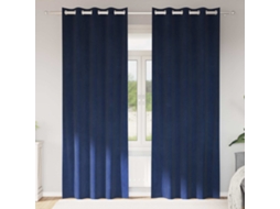 Vidaxl Cortinas Opacas 2 Unid. Azul Escuro 140 X 225 Cm Veludo