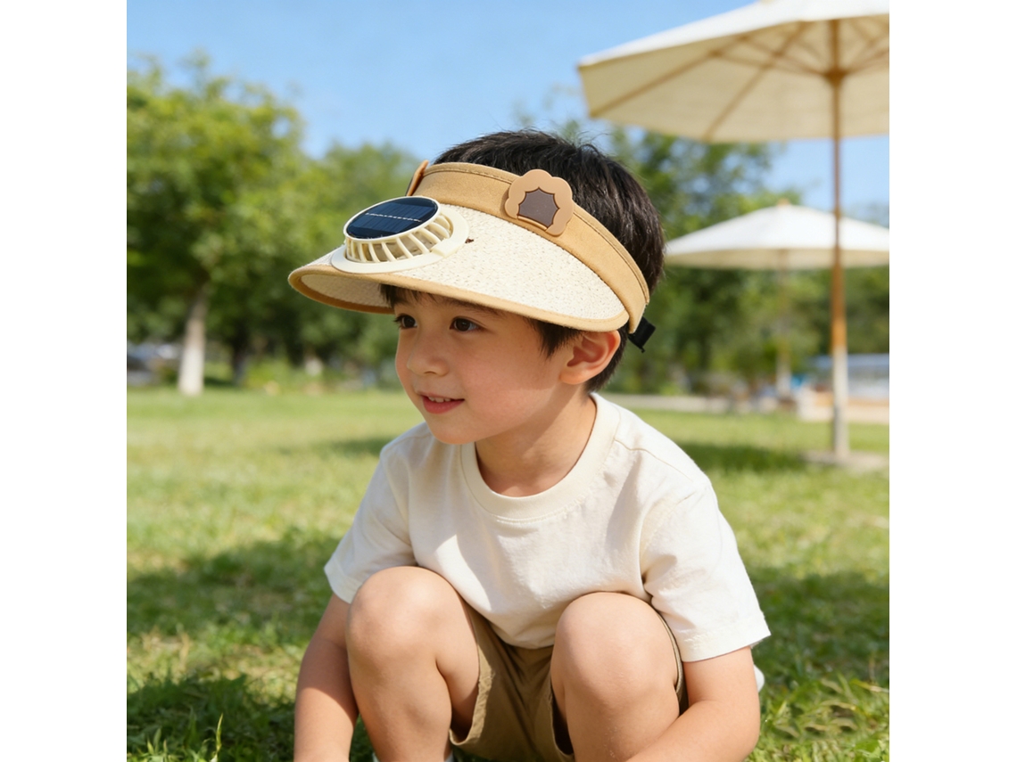 Chapéu com Ventilador Solar MDUG (bege)