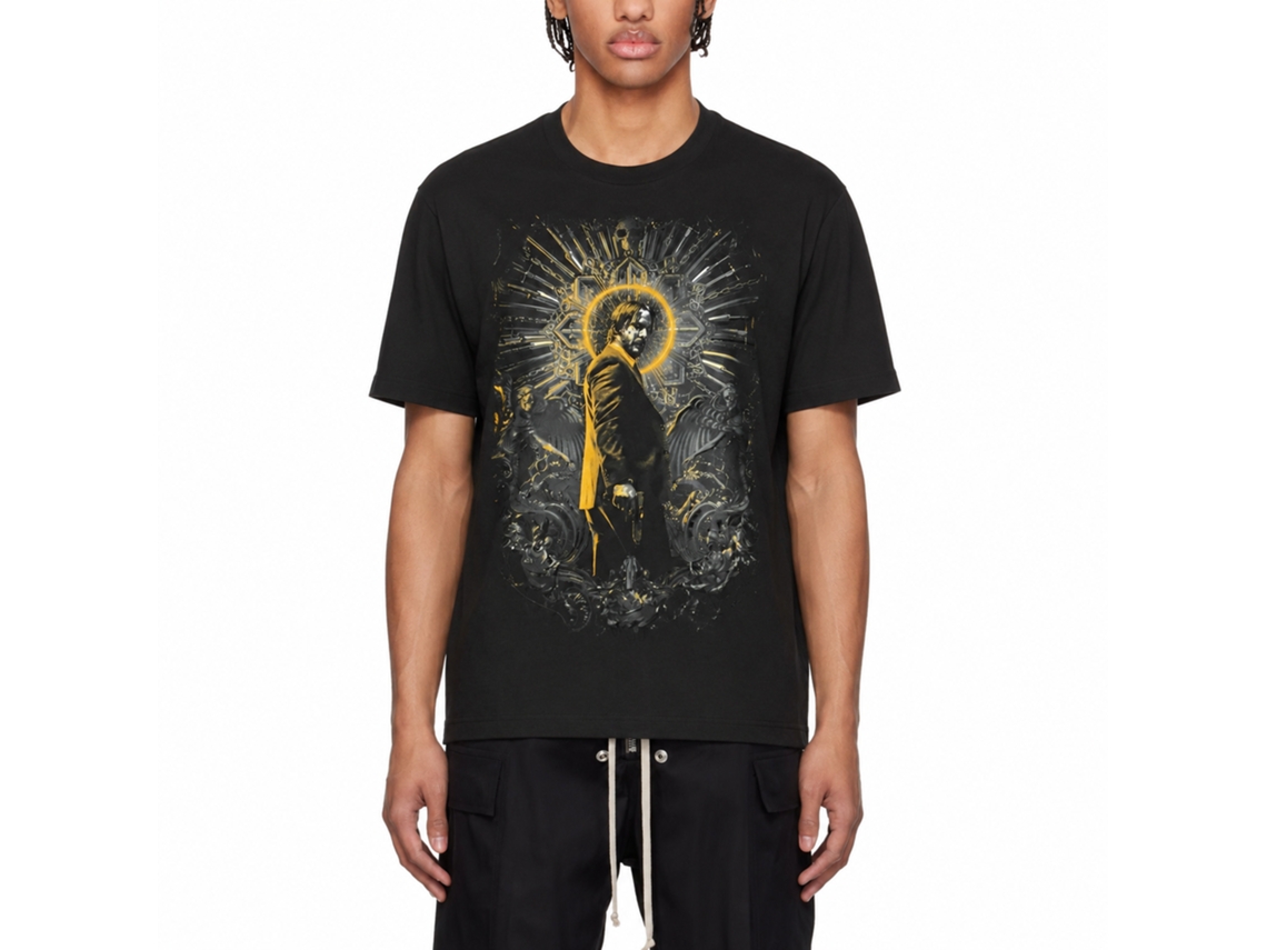 Rockinstone John Wick Golden Highlights Halo Black Adult T-shirt Size:xxxl