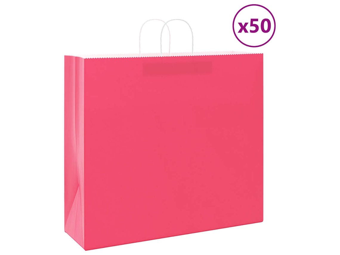 Vidaxl Sacos De Papel 50 Unid Com Alças Rosa 54x15x49 Cm