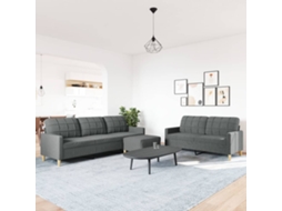 3 Pcs Conjunto de Sofás com Apoio de Pés Tecido Cinzento escuro SYFAX