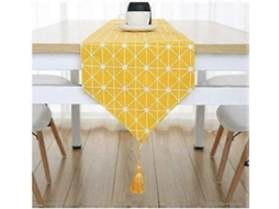 Toalha De Mesa De Algodão Artesanal 12 X 70 Toalha De Mesa Para Casa (linho Amarelo)