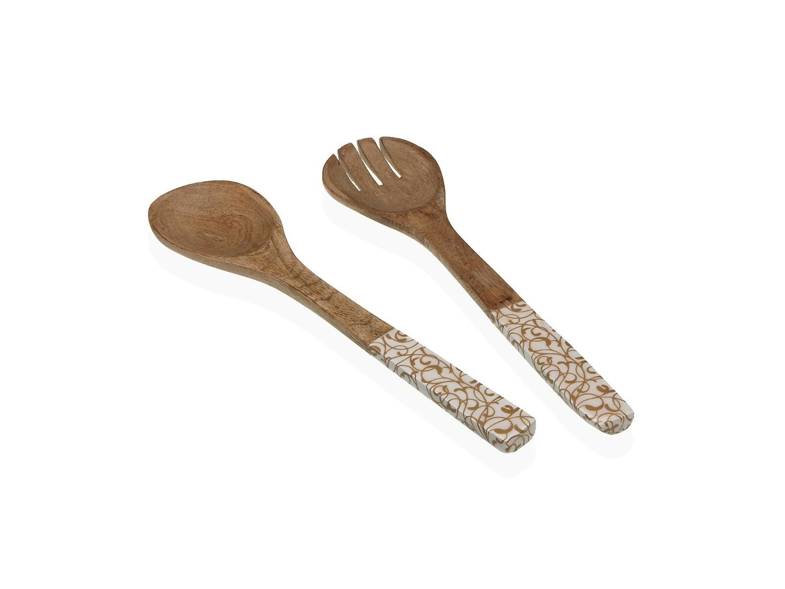 Conjunto De Utensílios Para Cozinha Versa Bambu Porcelana Madeira De Mangueira 6 X 1 X 30 Cm