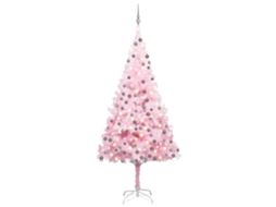 Vidaxl Árvore Natal Artificial Pré-iluminada C/ Bolas Pvc Rosa