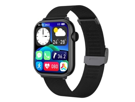 EKO 5.2 Relógio Conectado com Memória Flash e Bracelete Milanesa Preto