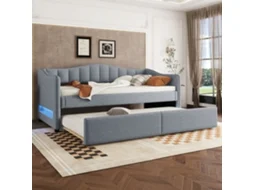 Cama De Dia 90x200cm Com Extensão Luminária Minimalista Cinza Daybettt