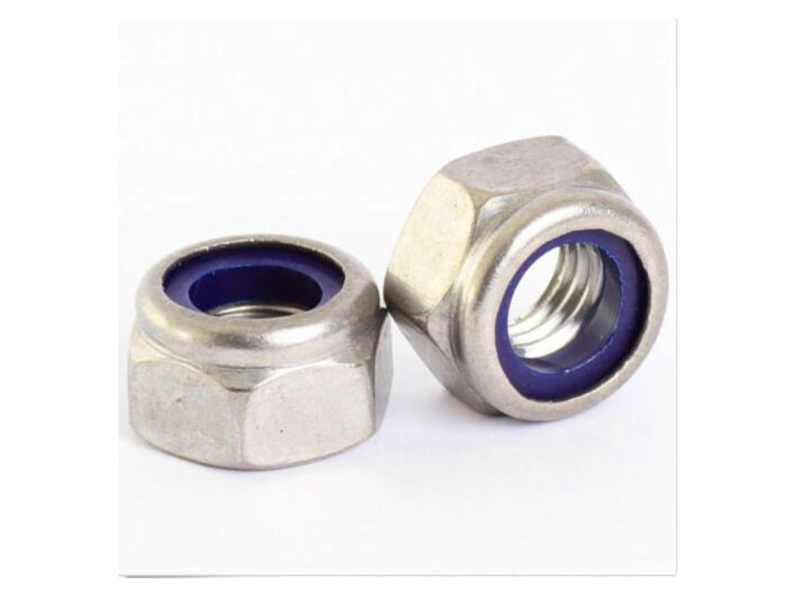 Porca Sextavada Em Aço Inoxidável, Porca De Travamento Com Inserto Nylon, Aço Inoxidável 304, Passo Fino M8 M20 Din985 1 Peça