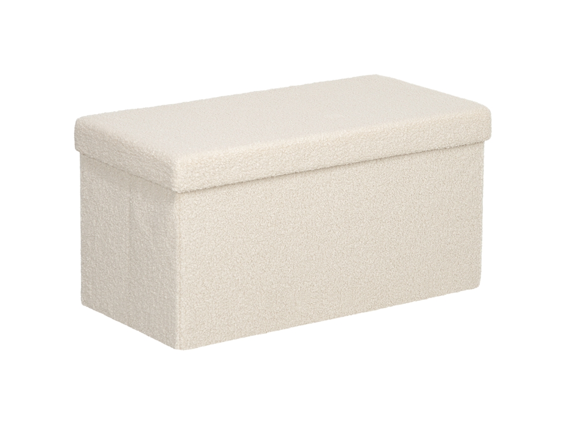 Banco com assento almofadado e armazenamento, baú com tampa, sala/quarto, creme branco BTFORUS