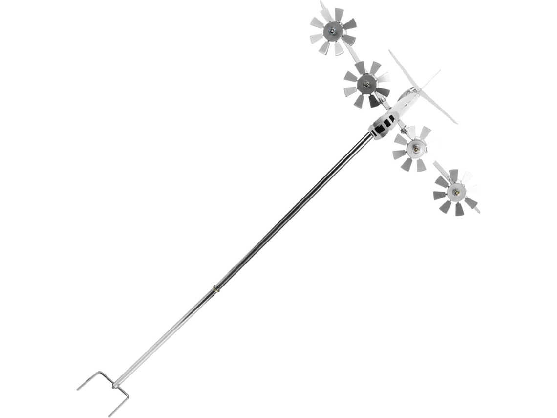 Inoomp Avião de Moinho de Vento de Jardim 30x30x7cm Metal Às Intempéries Decoração Externa para Terraço e Pátio CHABERLU