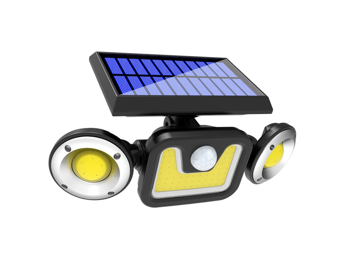 Lâmpada Solar de Exterior com 70 LEDs, Sensor Dia/noite, Preta