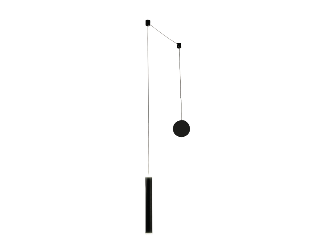Luminária Pendente Descentralizada Prado Preto Fosco Fabas Luce Led Regulável De 6,5 W Montagem Descentralizada