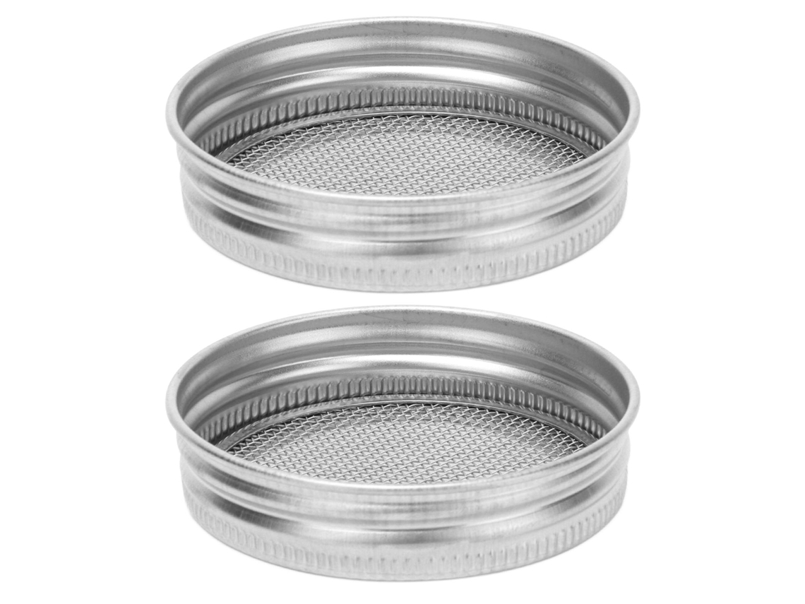 Primerox 2pcs Tampa Filtro Aço Inoxidável para Frasco Boca Regular 70mm Germinação Sementes