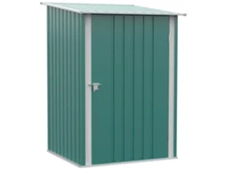 Abrigo De Jardim Em Aço Galvanizado 0,92 M², 100x103x160cm, Porta Com Fechadura E Teto Inclinado, Verde