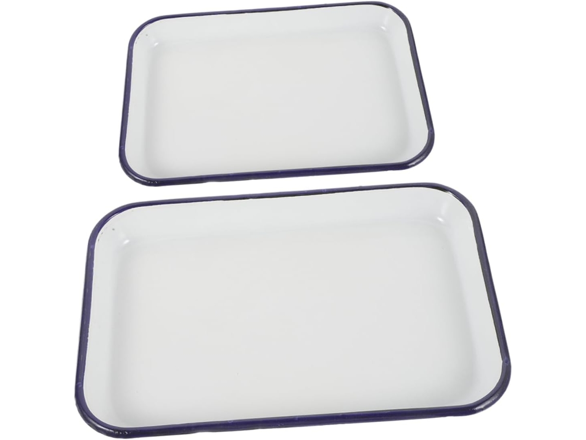 Assadeira Quadrada De Esmalte De 2 Peças Para Bolos, Bandeja Antiaderente, Durável Para Restaurantes Assadeira Quadrada De Esmalte De 2 Gokoco