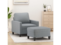 Vidaxl Poltrona Com Apoio De Pés 60 Cm Tecido Cinzento-claro