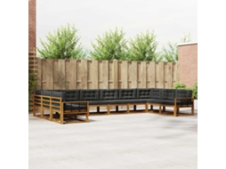 Vidaxl Conjunto De Sofás Para Exterior 10 Unid. Natural E Antracite