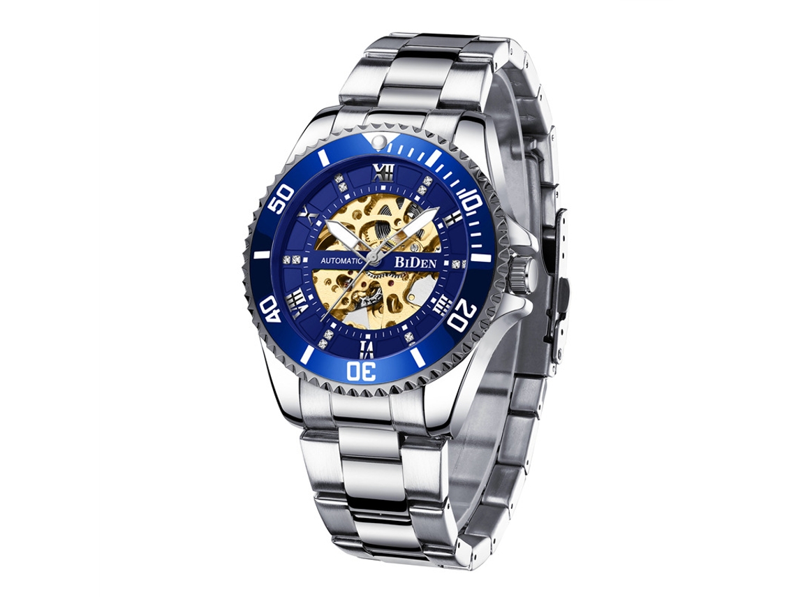 Relógio Mecânico Automático MDUG Esqueleto, Casual e Elegante, Azul