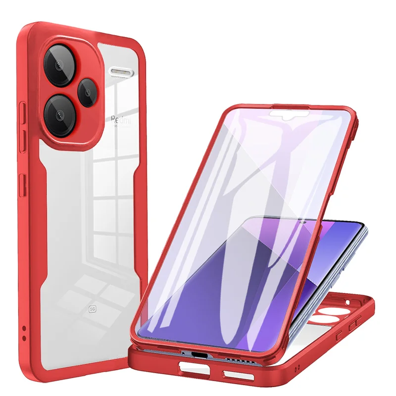 (vermelho, Redmi Note 13 Pro 5g) Capa Protetora De Tela De 360° Full-pack, Anti-choque E Anti-impressão Digital, Proteção Total