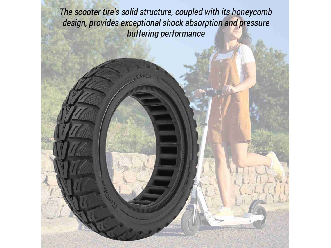 Pneu De Borracha Sólida 9.5x2.5-6.1 Com Absorção De Impacto Honeycomb Para Scooter Elétrico De Reposição