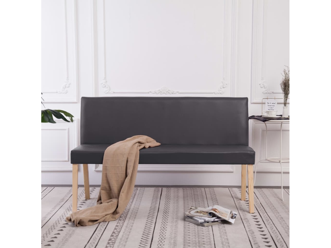 Vidaxl Banco 139,5 Cm Couro Artificial Cinzento