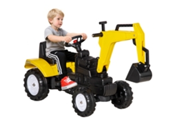 Trator a Pedais para Crianças Escavadora para Crianças com Pá Dianteira e Buzina Trator Infantil 107x42x71 Cm Amarelo FYNTERA EUROPA