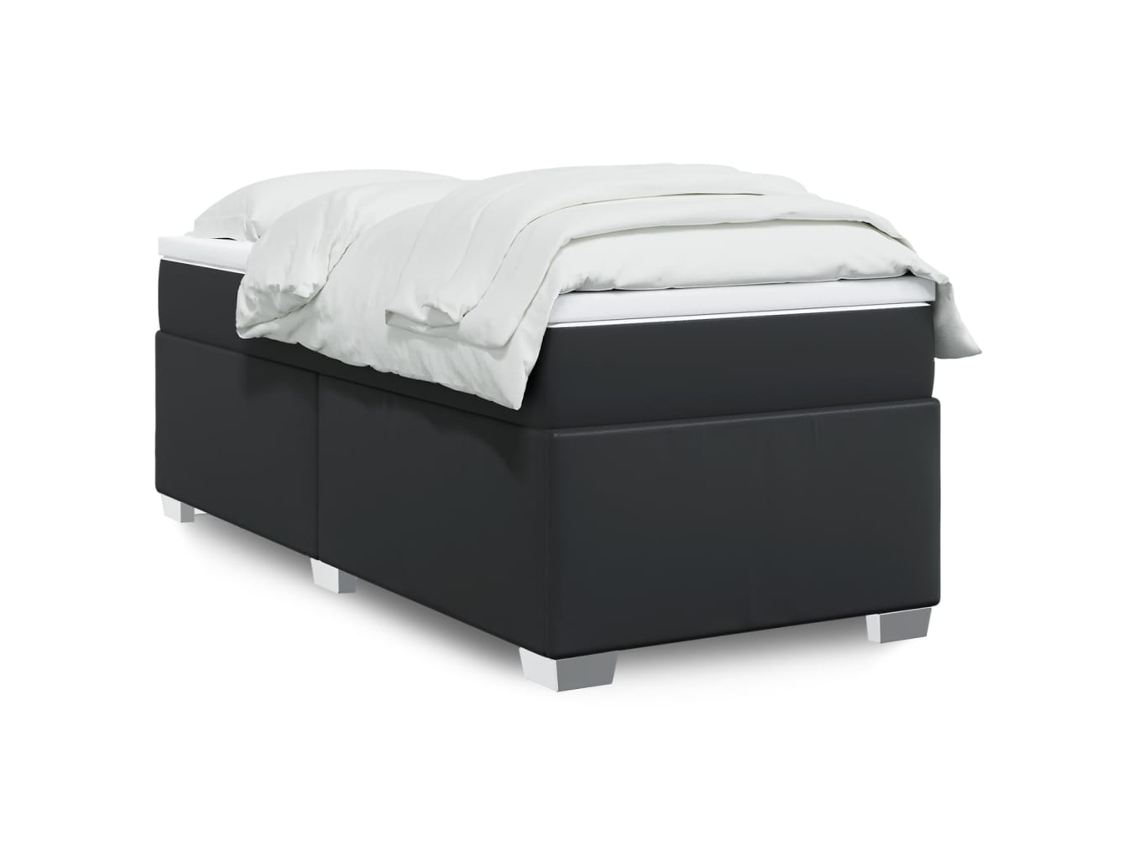 Vidaxl Cama com Molas/colchão 80x200 Cm Couro Artificial Preto