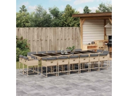 Vidaxl 11 Pcs Conj. Jantar Jardim C/ Almofadões Vime Pe Bege Misturado