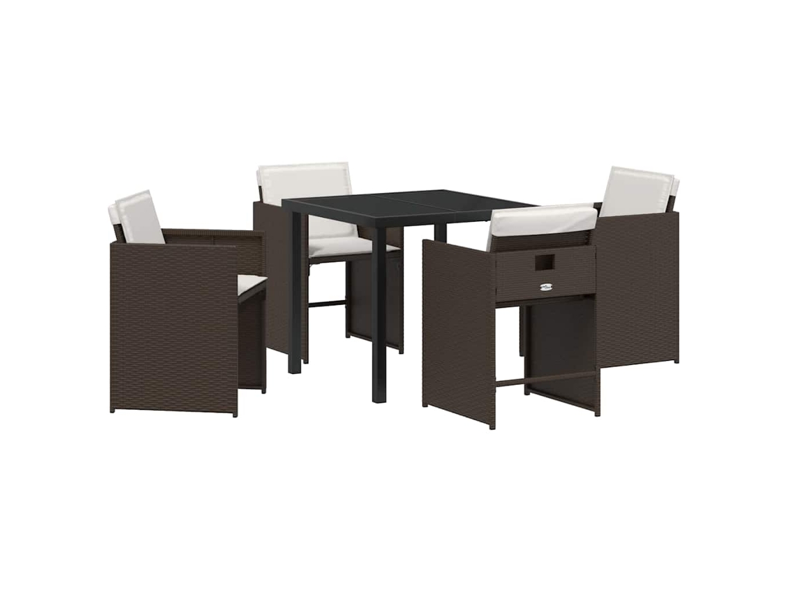 Conjunto 5 De Jantar Para Jardim Vidaxl Castanho Vime Pe