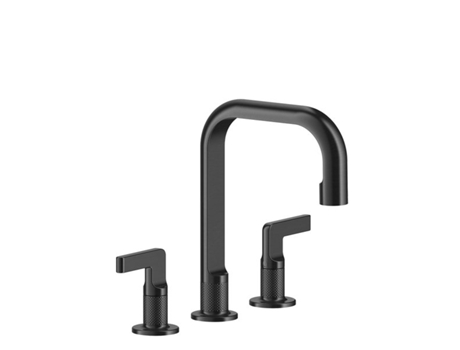 GESSI Inciso - Misturadora de lavatório de 3 furos com bica H139 mm x 160 mm de projeção, sem conjunto de ralo, mangueira de conexão 3/8, 58014