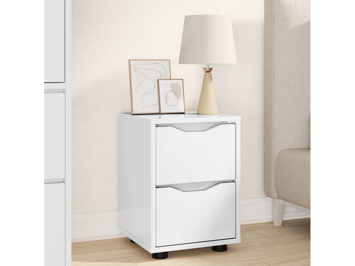 Vidaxl Mesa-de-cabeceira Branco Brilhante 30,5 X 30 X 43 Cm